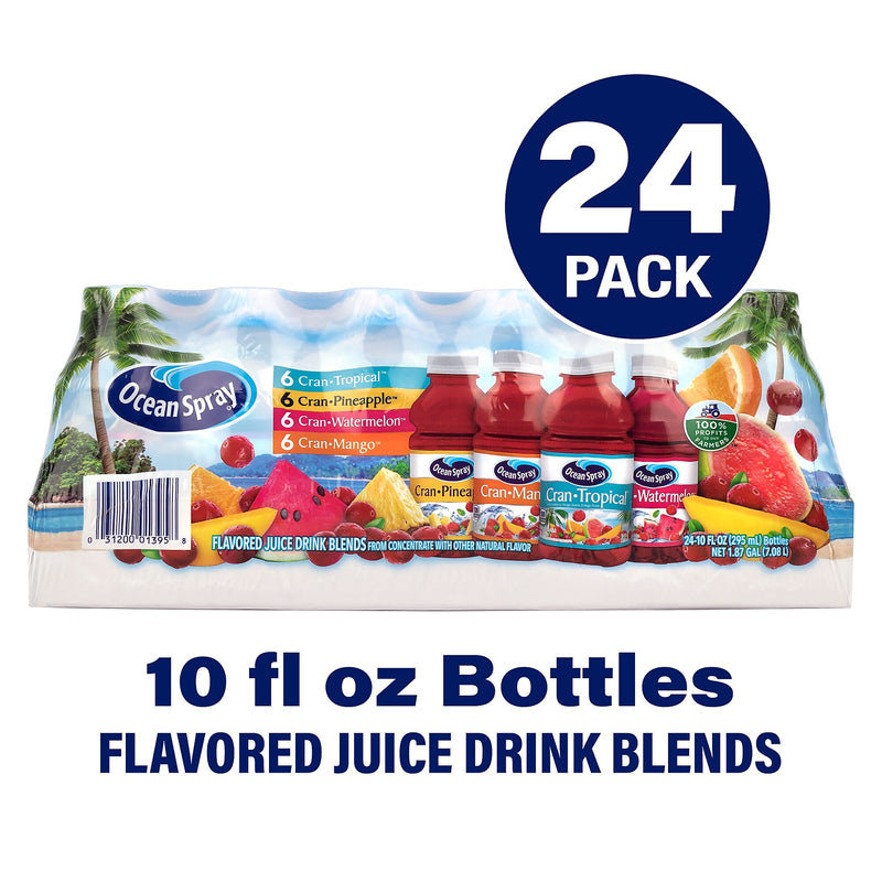 Ocean Spray Tropical Variety Pack, No Sugar Added, 10 oz., 24/Pack (220-02377)