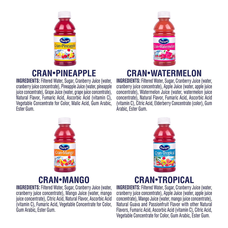 Ocean Spray Tropical Variety Pack, No Sugar Added, 10 oz., 24/Pack (220-02377)