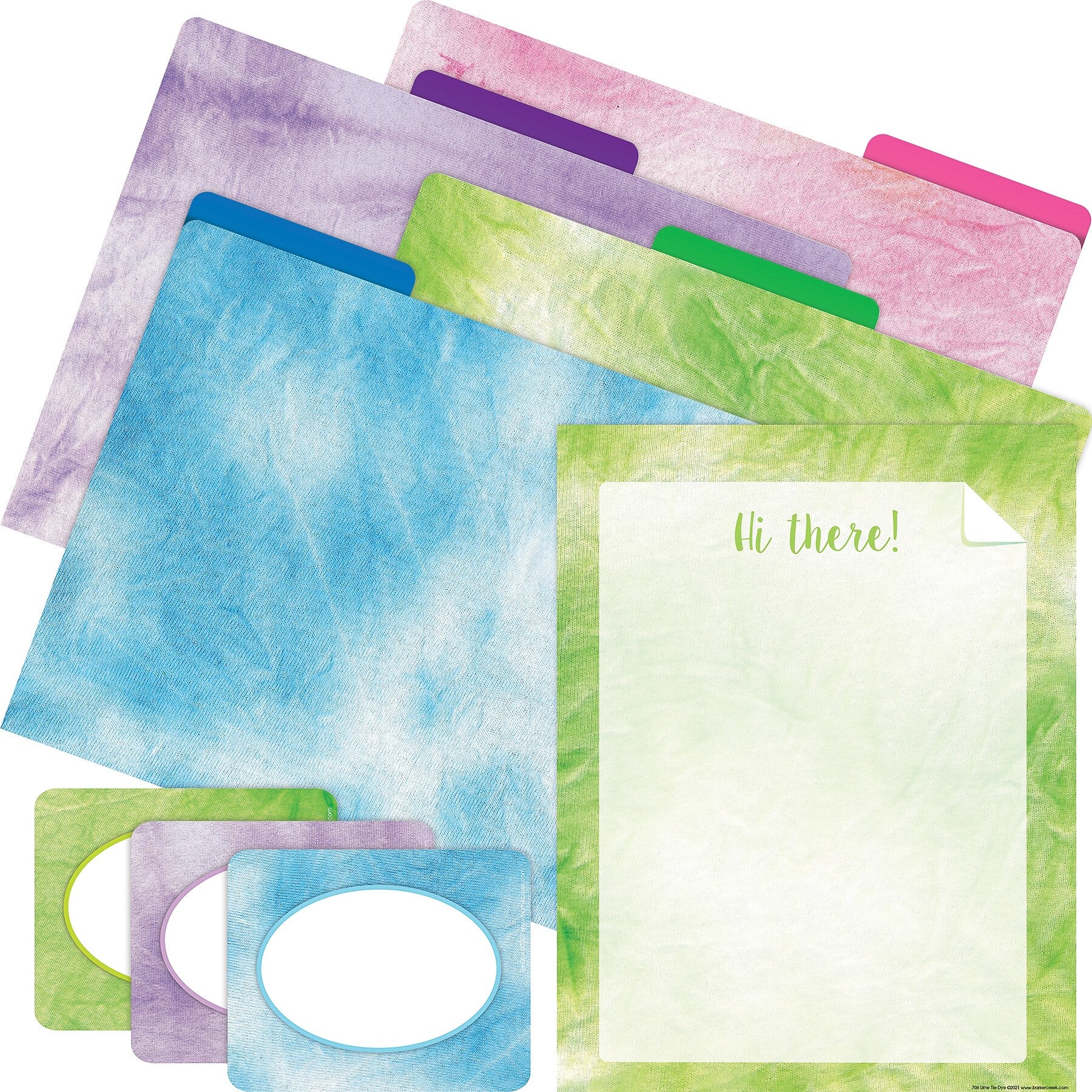 Barker Creek Lime Tie-Dye File Folder, 1/3-Cut Tab, Letter Size, Assorted Colors, 107/Set (155)