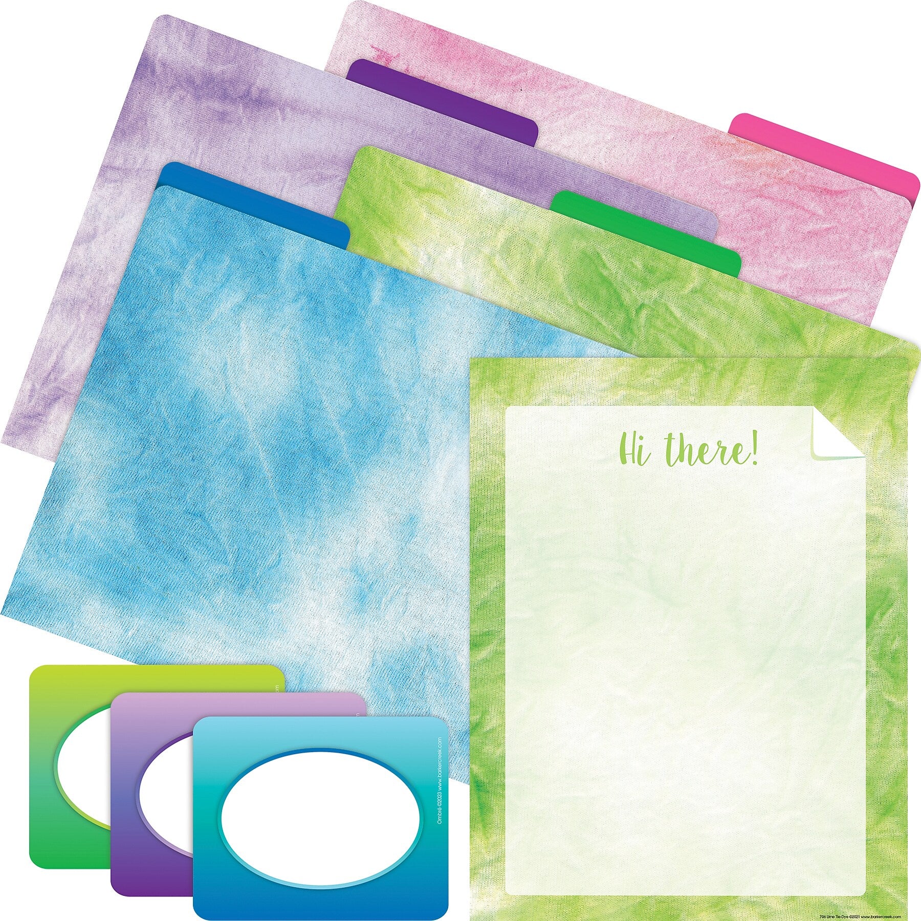 Barker Creek Lime Ombré File Folder, 1/3-Cut Tab, Letter Size, Assorted Colors, 107/Set (156)