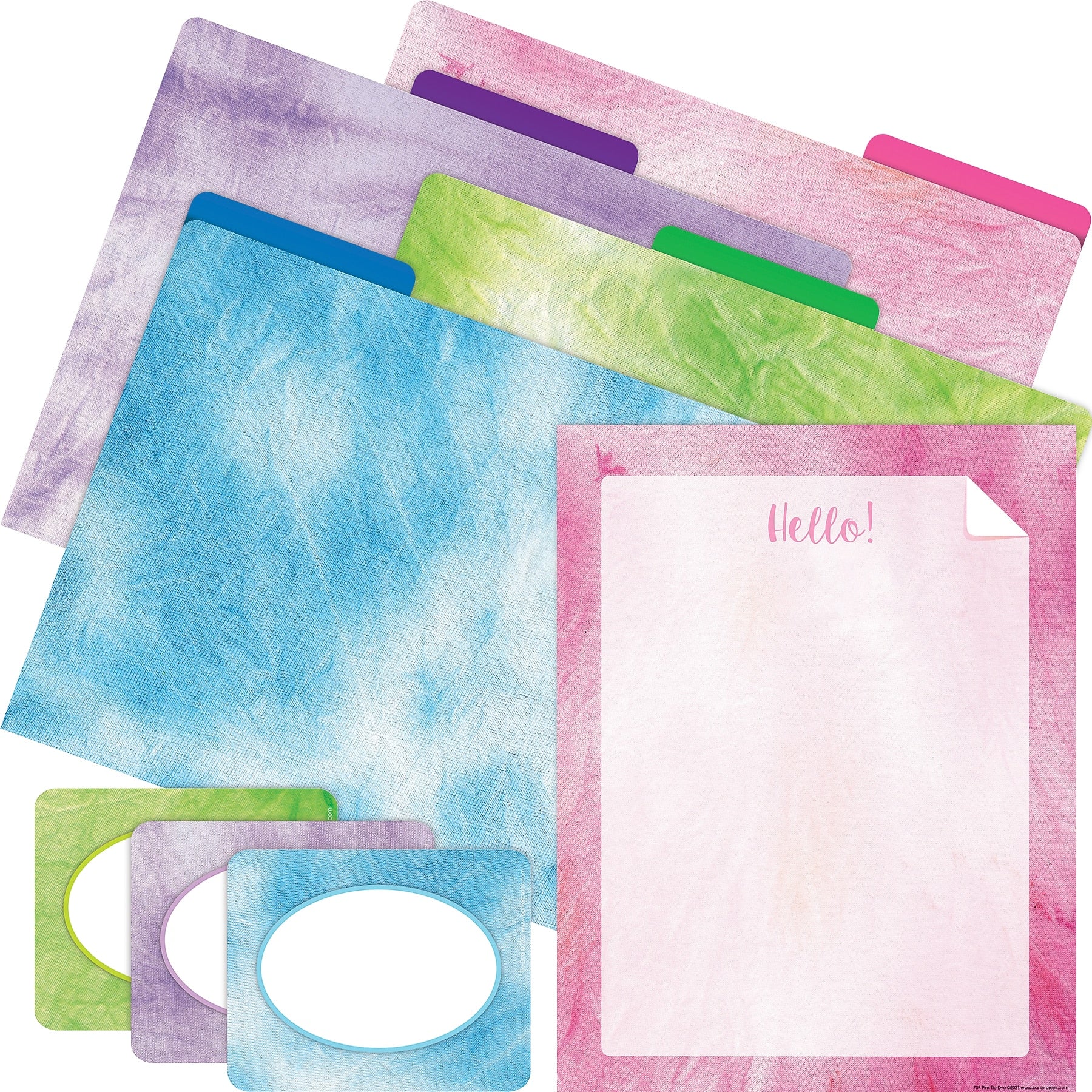 Barker Creek Pink Tie-Dye File Folder, 1/3-Cut Tab, Letter Size, Assorted Colors, 107/Set (157)