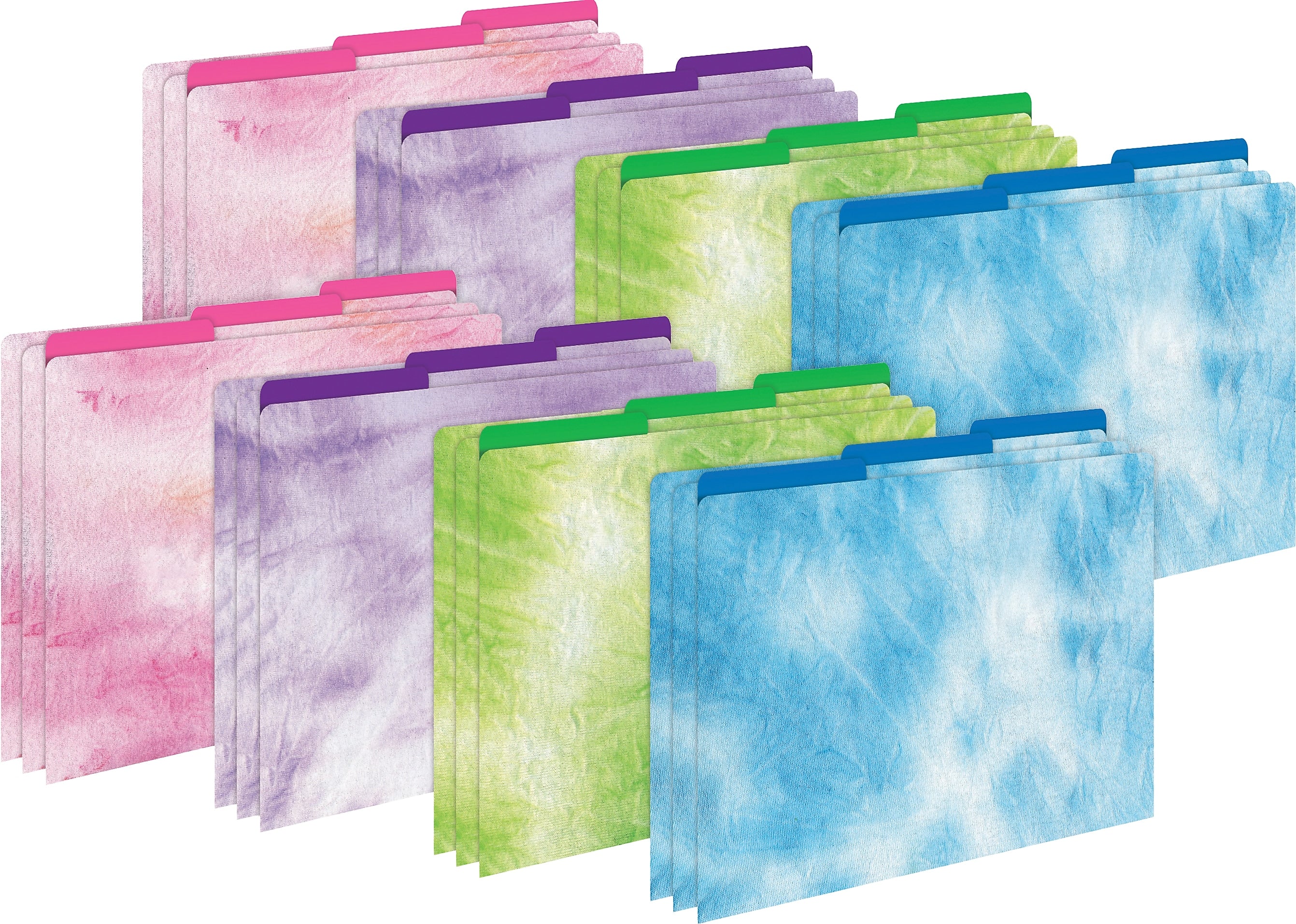 Barker Creek Tie-Dye & Ombré File Folder, 1/3-Cut Tab, Letter Size, Assorted Colors, 24/Set (4402)