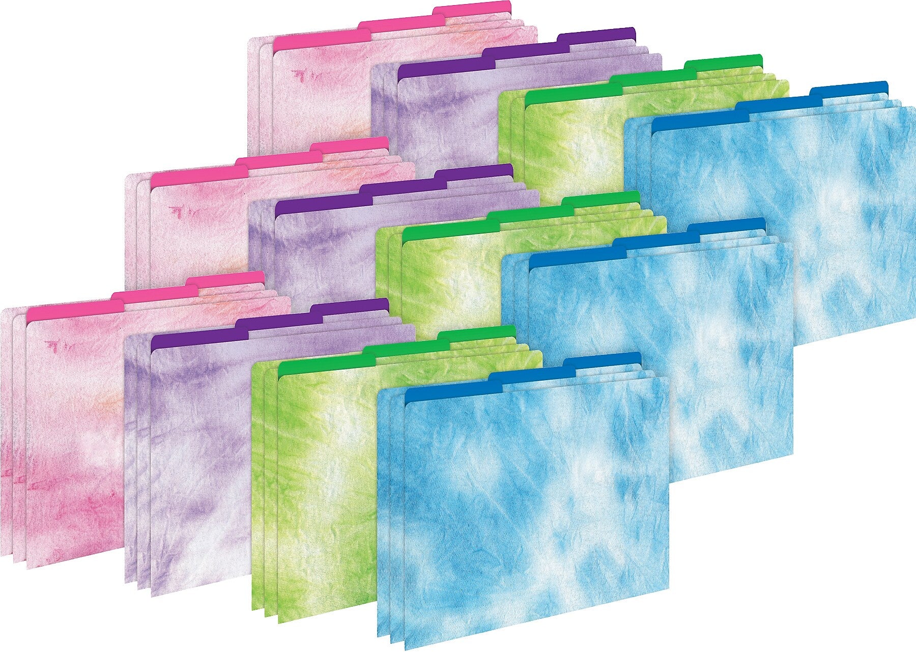 Barker Creek Tie-Dye & Ombré File Folder, 1/3-Cut Tab, Letter Size, Assorted Colors, 36/Set (4403)