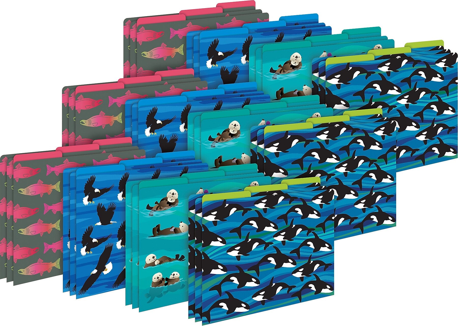 Barker Creek Sea & Sky File Folder, 1/3-Cut Tab, Letter Size, Assorted Colors, 36/Set (4405)