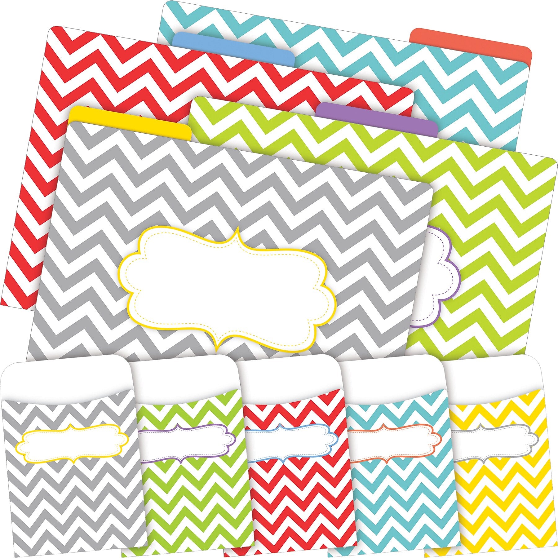 Barker Creek Beautiful Chevron File Folder, 1/3-Cut Tab, Letter Size, Assorted Colors, 42/Set (4415)