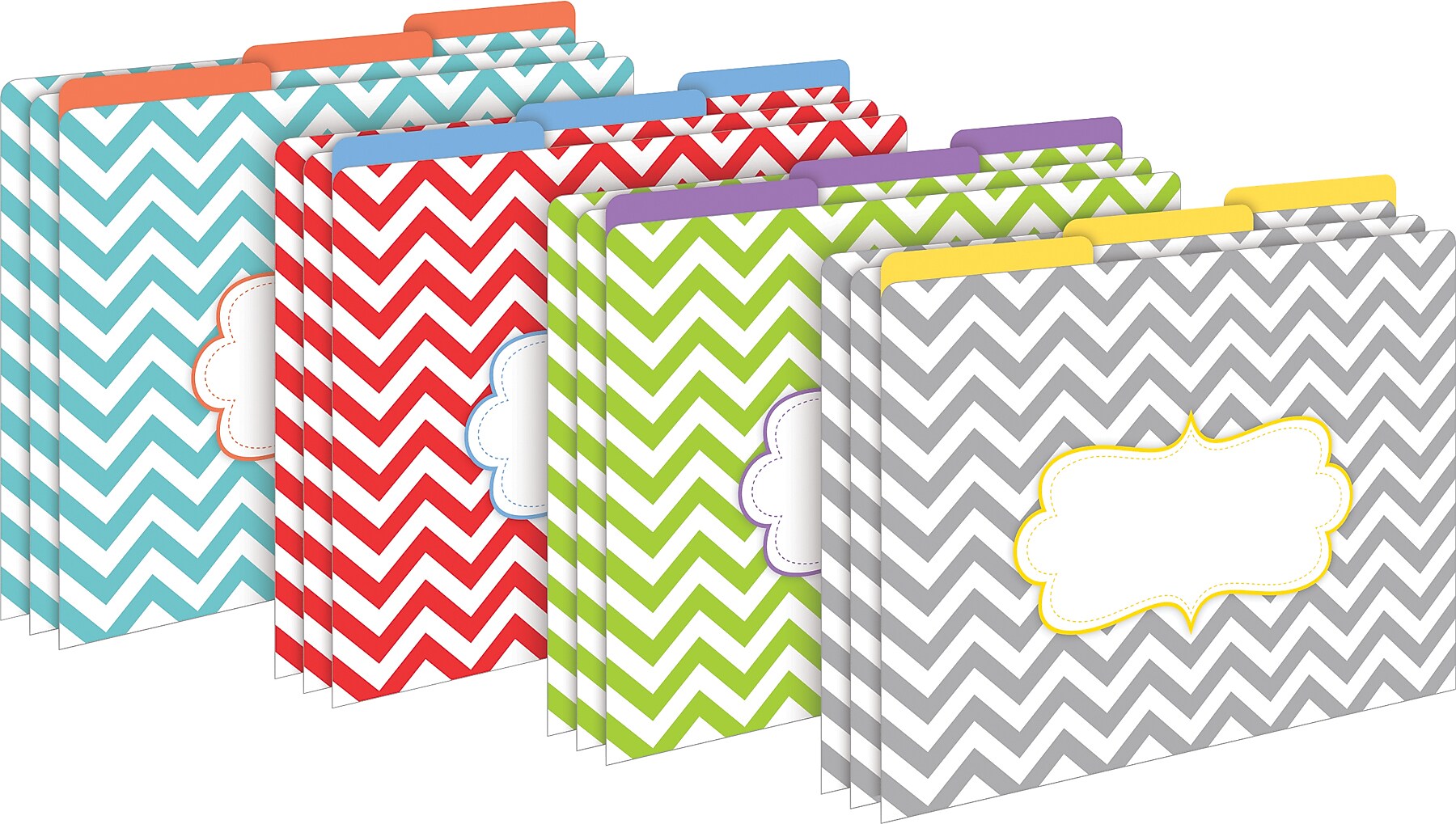 Barker Creek Beautiful Chevron File Folder, 1/3-Cut Tab, Letter Size, Assorted Colors, 42/Set (4415)