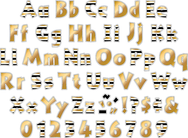 Barker Creek Gold & Black Tie Affair  4" Letters and Numbers, Multicolored, 510/Pack (4426)
