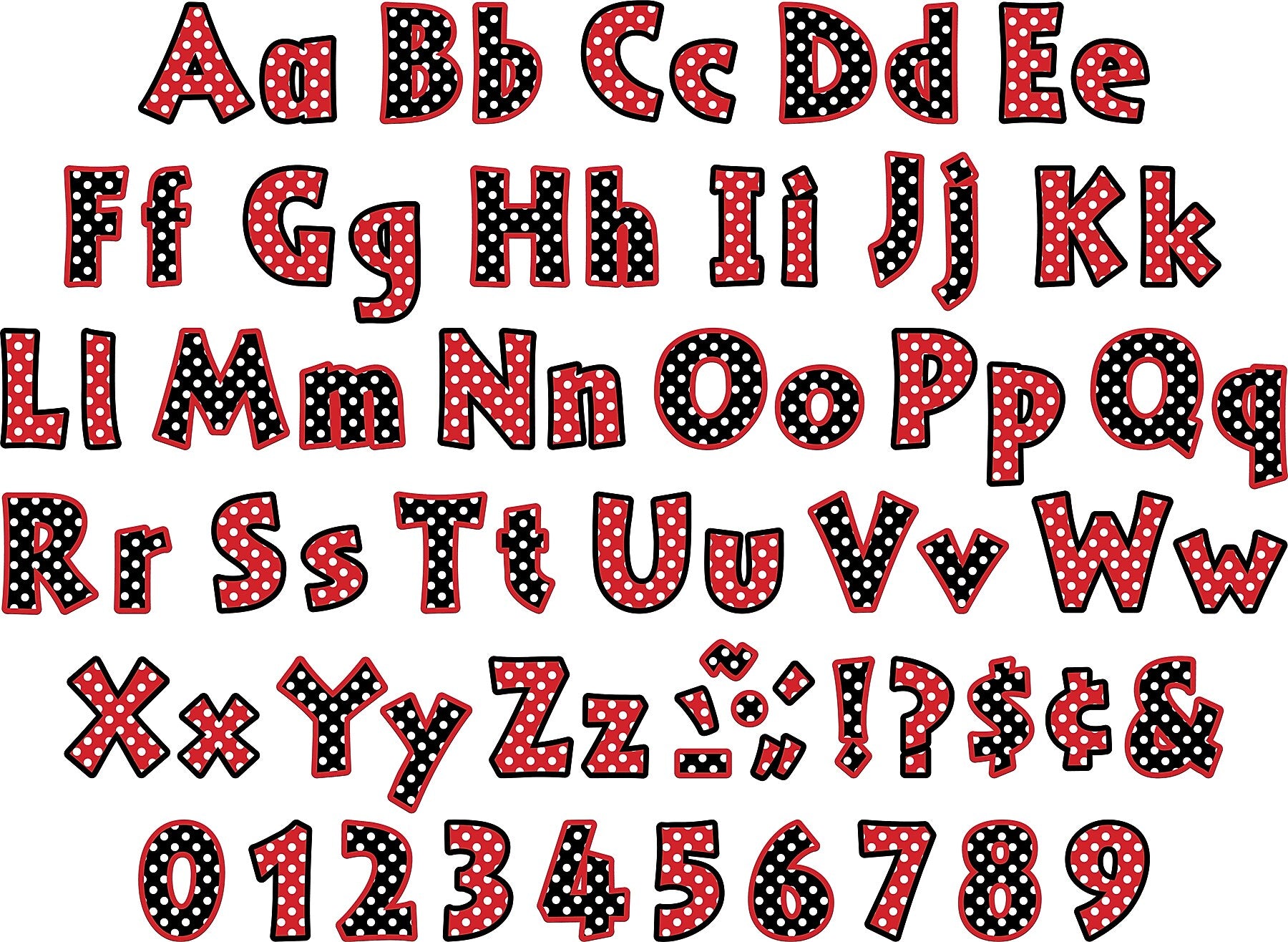 Barker Creek Dots & Over The Rainbow  4" Letters and Numbers, Multicolored, 510/Pack (4427)