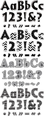 Barker Creek Chalkboard, Boho Chic, Black Chevron & Dots, Black Tie Affair  4" Letters and Numbers, 999/Pack (4428)