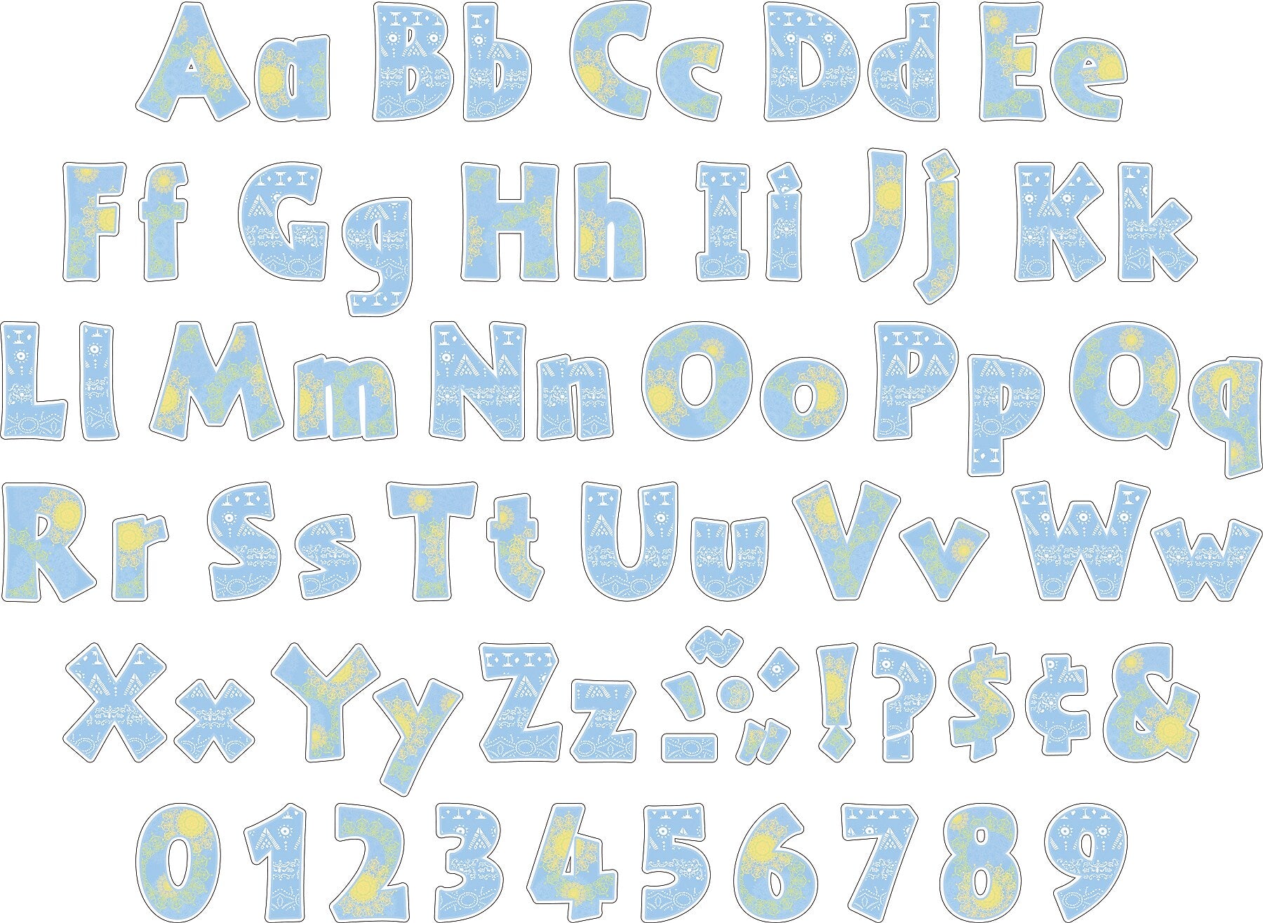 Barker Creek Thoughtfulness, Sea & Sky  4" Letters and Numbers, Multicolored, 510/Pack (4430)