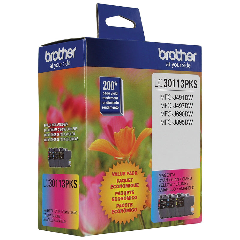Brother LC3011 Cyan/Magenta/Yellow Standard Yield Ink Cartridge, 3/Pack