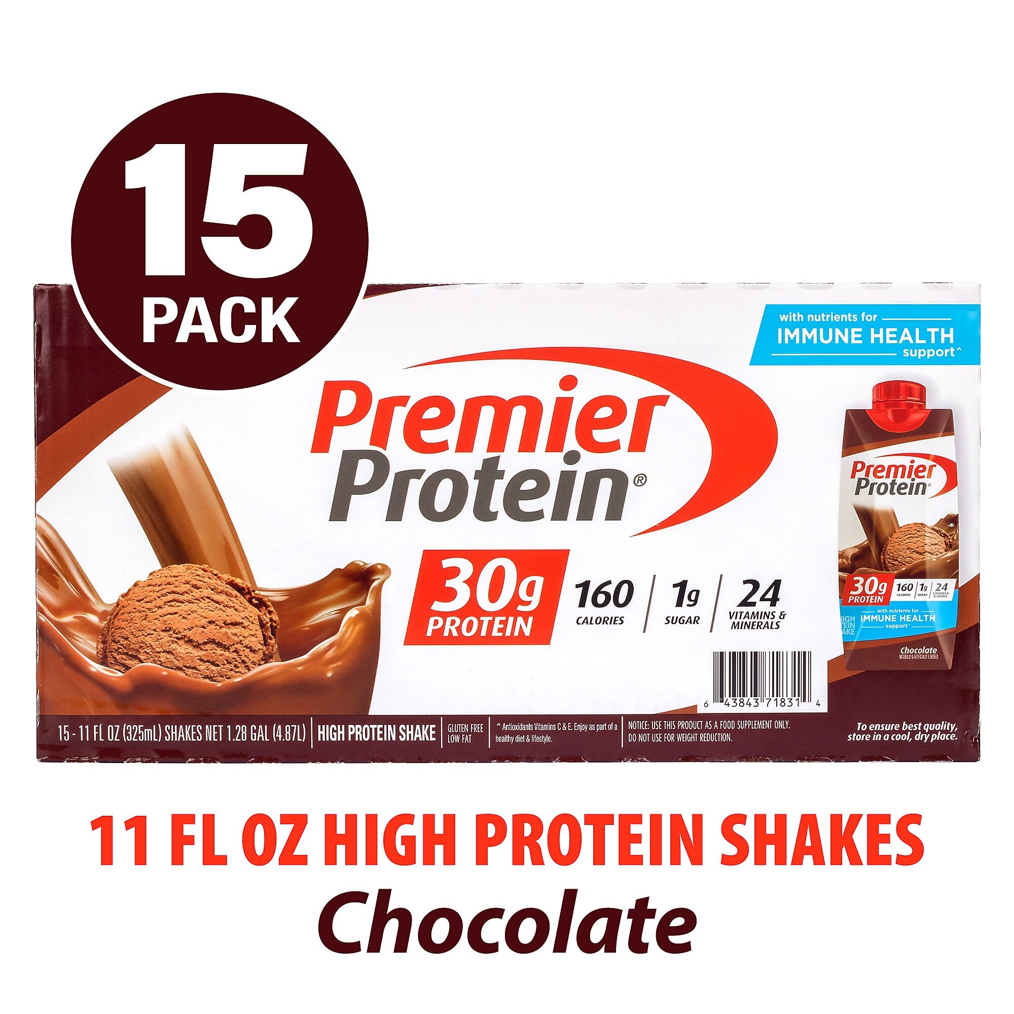 Premier Protein Chocolate Ready to Drink Shake, 11 oz., 15/Pack (220-02369)
