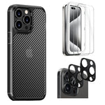 SaharaCase Rugged Case for iPhone 15 Pro Max with Glass Screen, Camera Protector, Shock Absorbing, Black (CP470ZD128ZD131)