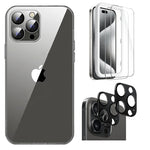 SaharaCase Hybrid-Flex Hard Shell Case, Tempered Glass Screen, Camera Protector for iPhone 15 Pro Max, Clear (CP471ZD128ZD131)