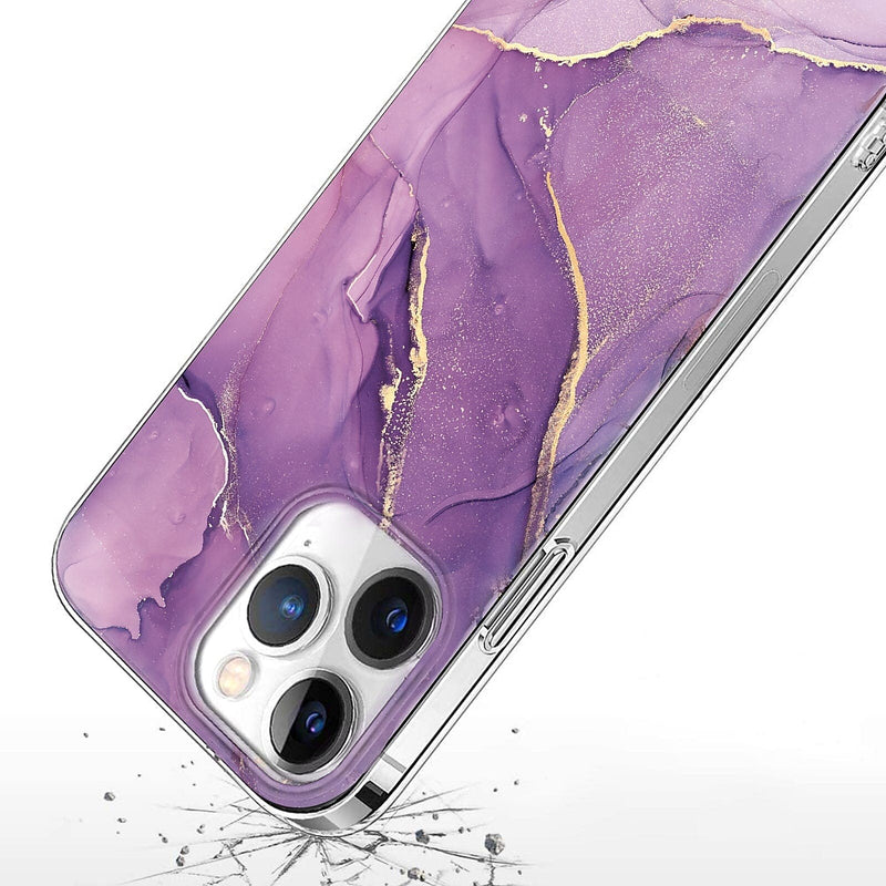 SaharaCase Purple Marble Case, Tempered Glass Screen and Camera Protector for iPhone 15 Pro Max (CP474ZD128ZD131)