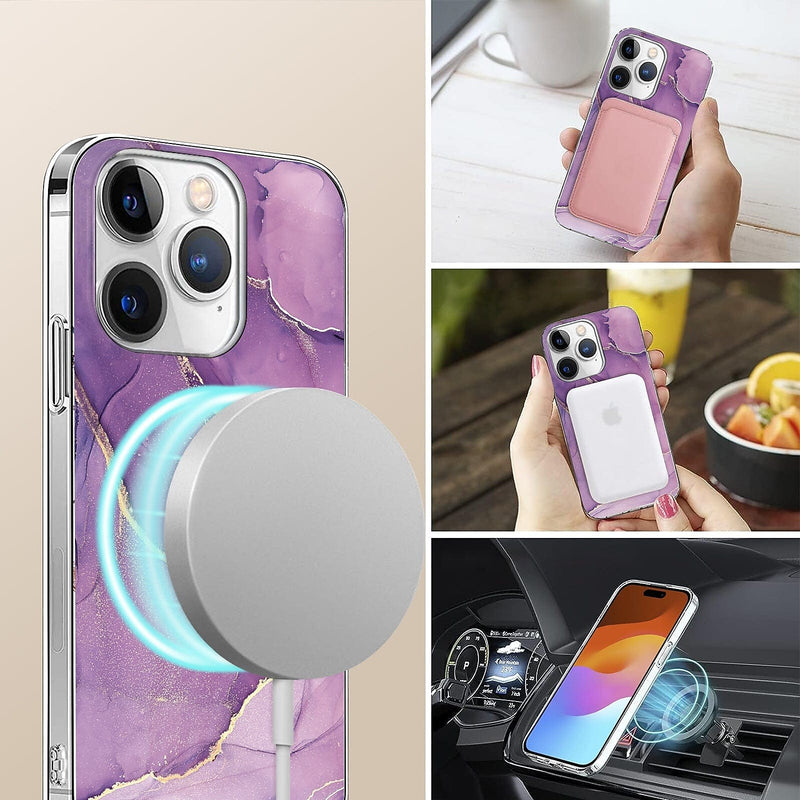 SaharaCase Purple Marble Case, Tempered Glass Screen and Camera Protector for iPhone 15 Pro Max (CP474ZD128ZD131)