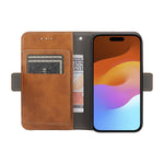 SaharaCase Genuine Leather Wallet Case, Tempered Glass Screen, Camera Protector for iPhone 15 Pro Max, Brown (CP481ZD128ZD131)