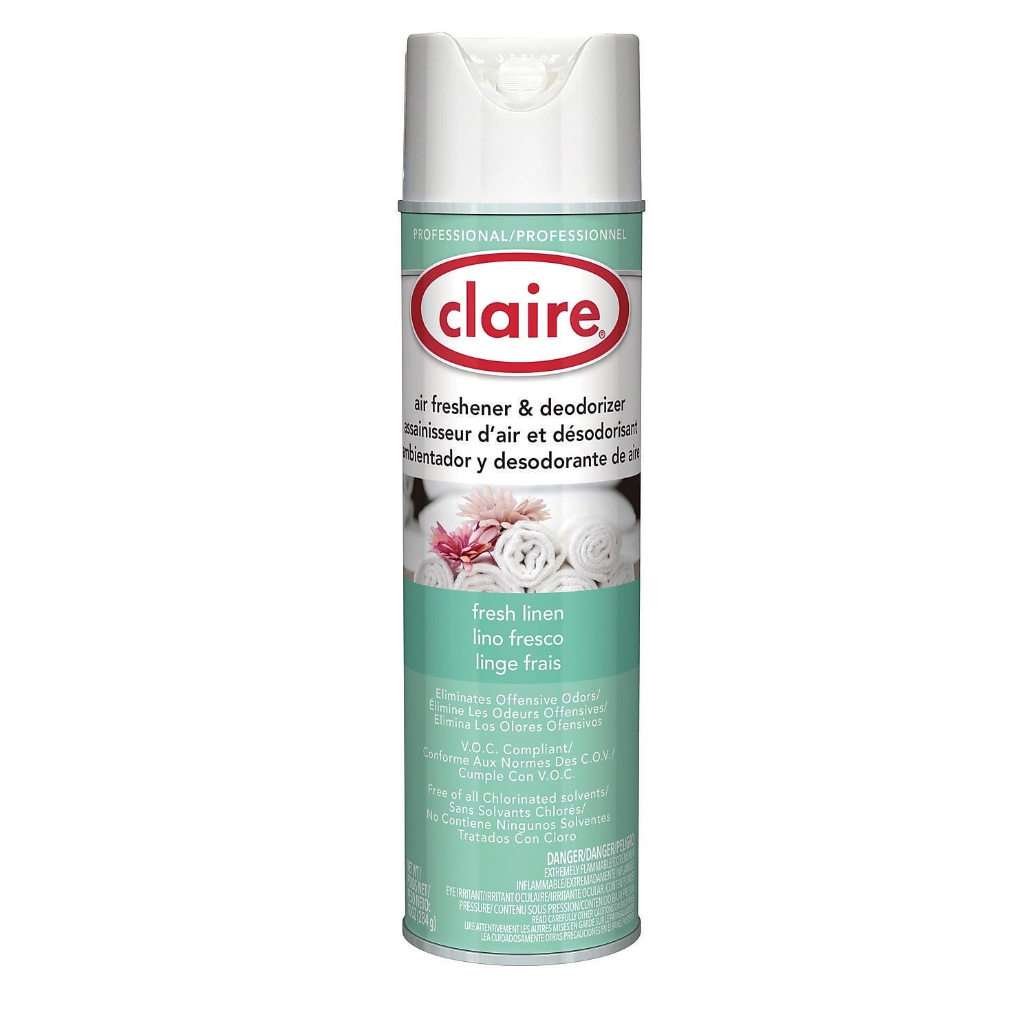Claire Air Freshener & Deodorizer Aerosol, Fresh Linen Scent, 10 oz, 12/Carton (CL163)