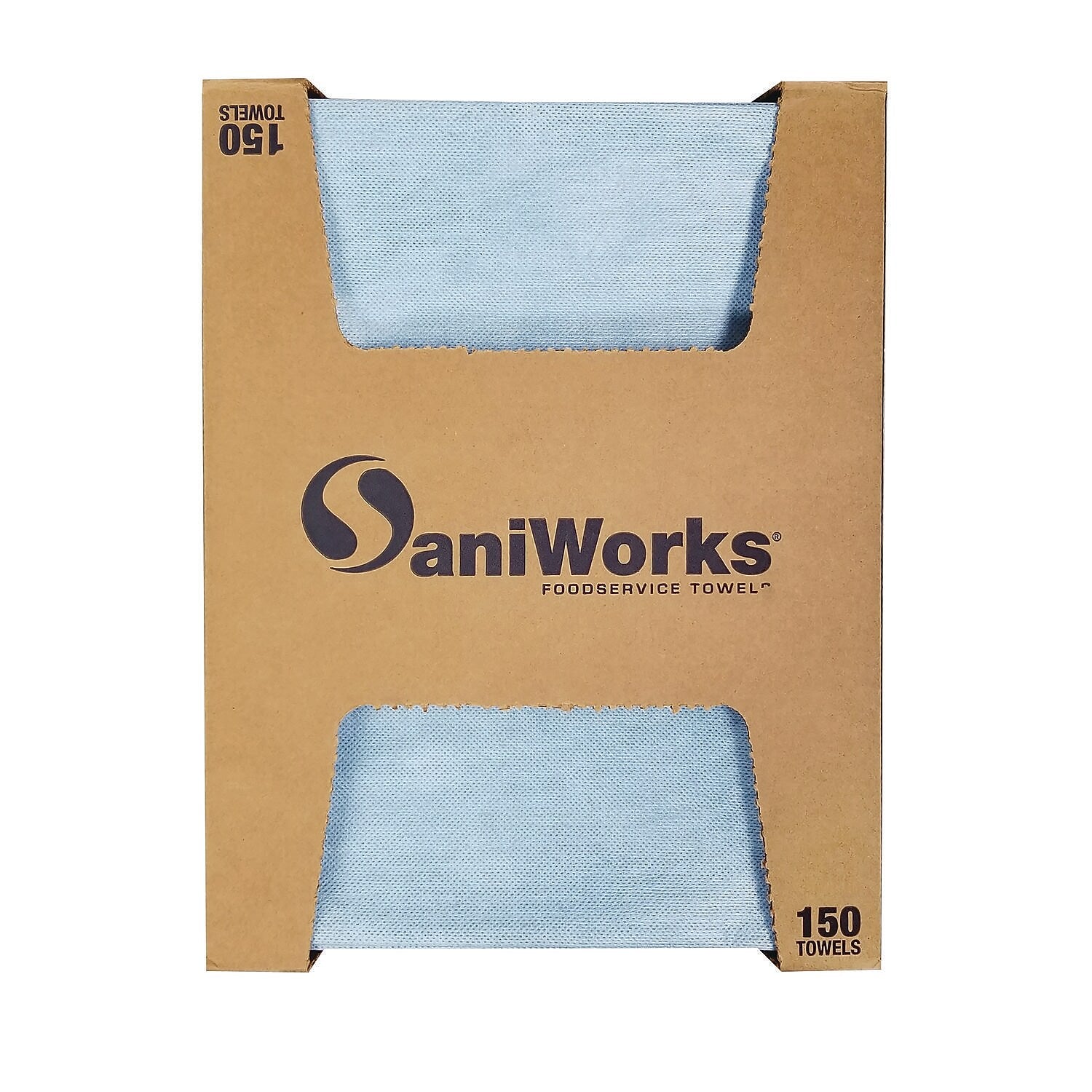 SaniWorks Poly Food Service Wipers, 13" x 21", Blue, 150 Sheets/Pack (N-F310QCBA)