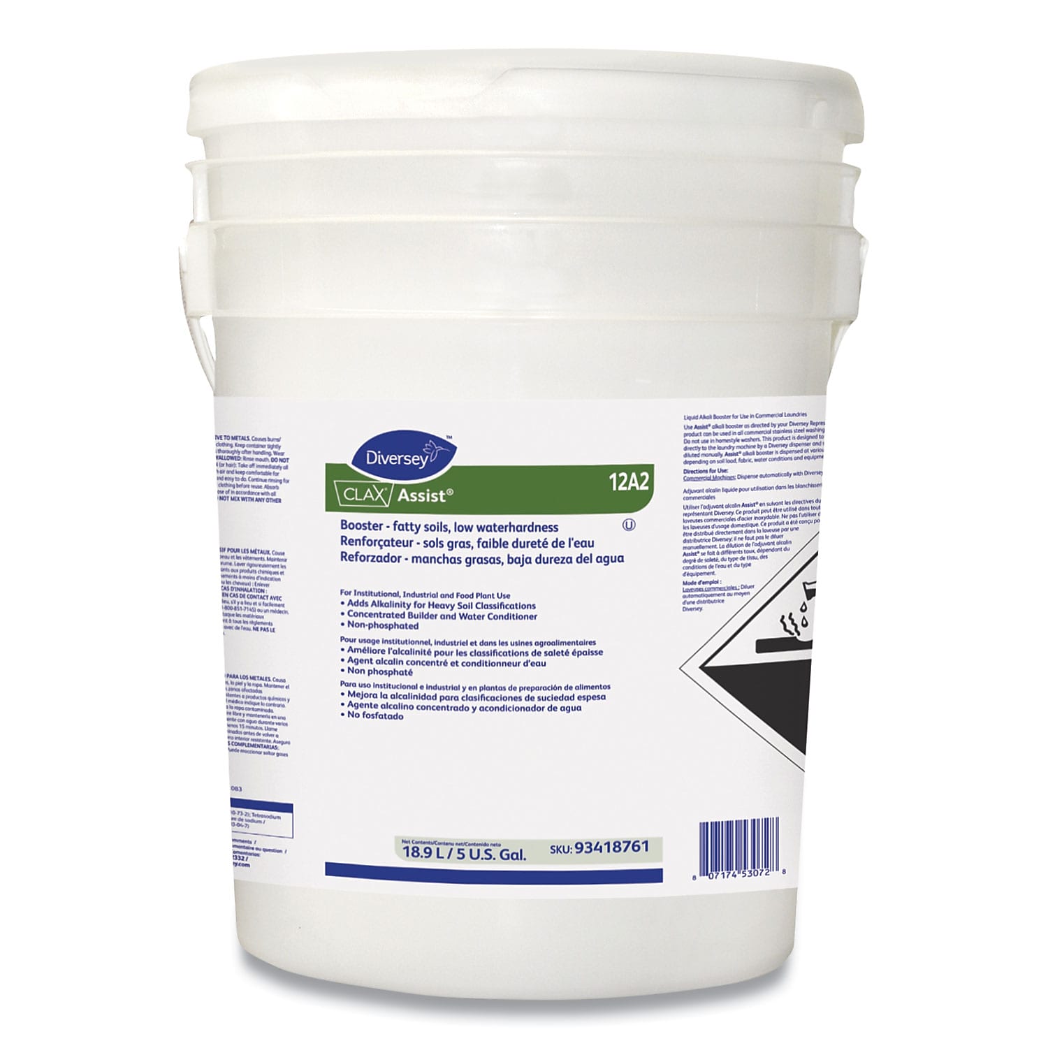 Diversey Clax Assist Liquid Laundry Detergent, Unscented, 426 Loads, 5 gal. (93418761)