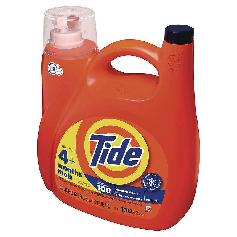 Tide Liquid Laundry Detergent, Original, 100 Loads, 132 oz., 4/Carton (80718334)