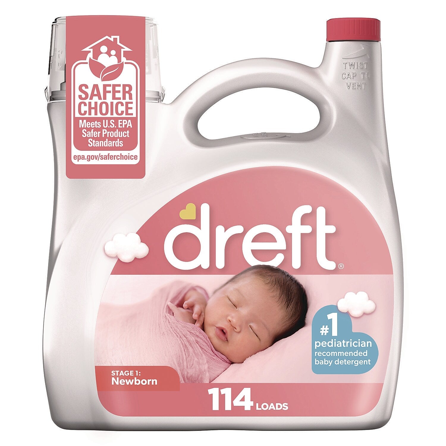 Dreft Ultra HE Liquid Laundry Detergent, Baby Powder, 114 Loads, 150 oz., 4/Carton (03241)