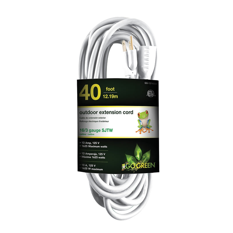 GoGreen Power 16/3 40' Heavy Duty Extension Cord (GG-13740WH)