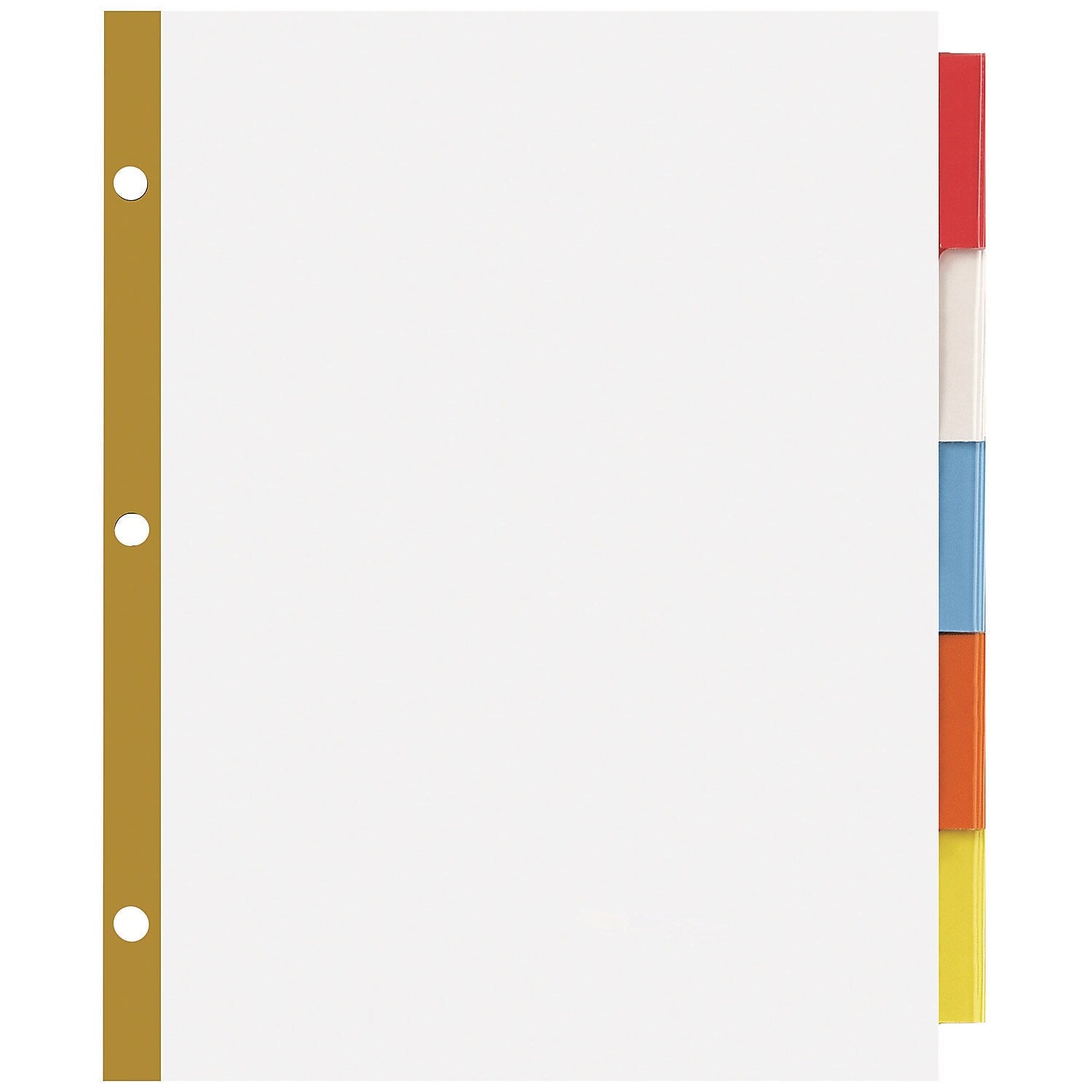 AbilityOne SKILCRAFT Insertable Tab Dividers, 5-Tab, White (7530-01-705-0459)