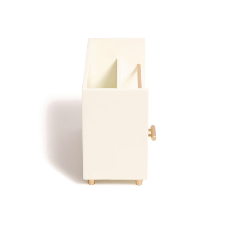 U Brands Juliet 2-Compartment Pine Wood Letter Sorter with Drawer, White/Gold (3464U00-24)