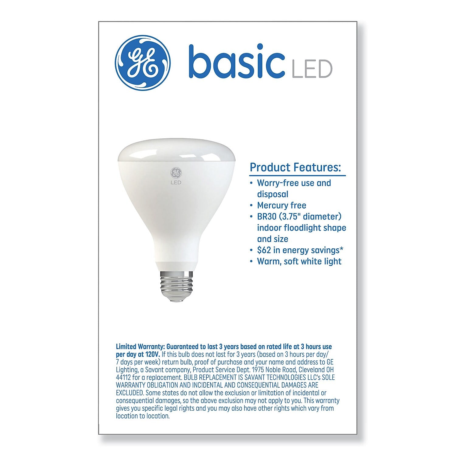 GE Basic 8 Watts Soft White LED Flood & Spot Bulb (48198)