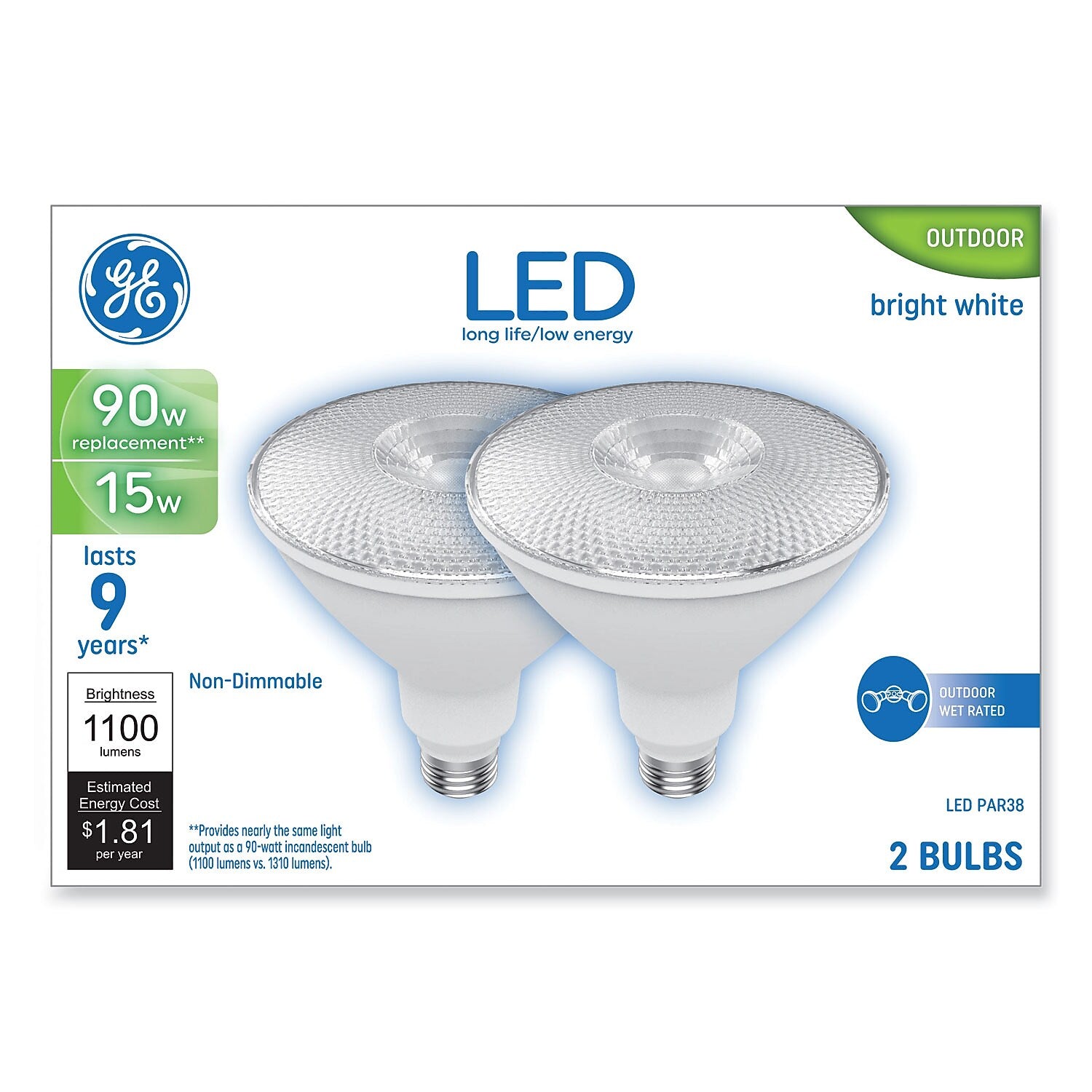 GE 15 Watts Bright White LED Commercial Bulb, 2/Pack (93129298)