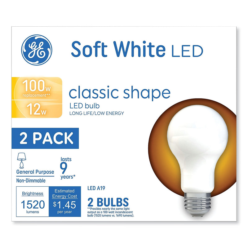 GE Classic 12 Watts Soft White LED Commercial Bulb, 2/Pack (93109188)