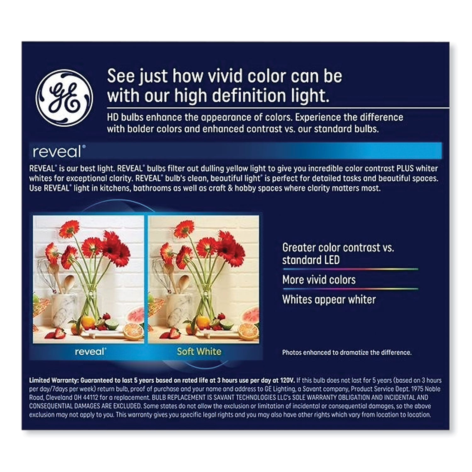 GE Reveal HD+ 9 Watts White LED Commercial Bulb, 2/Pack (30691)