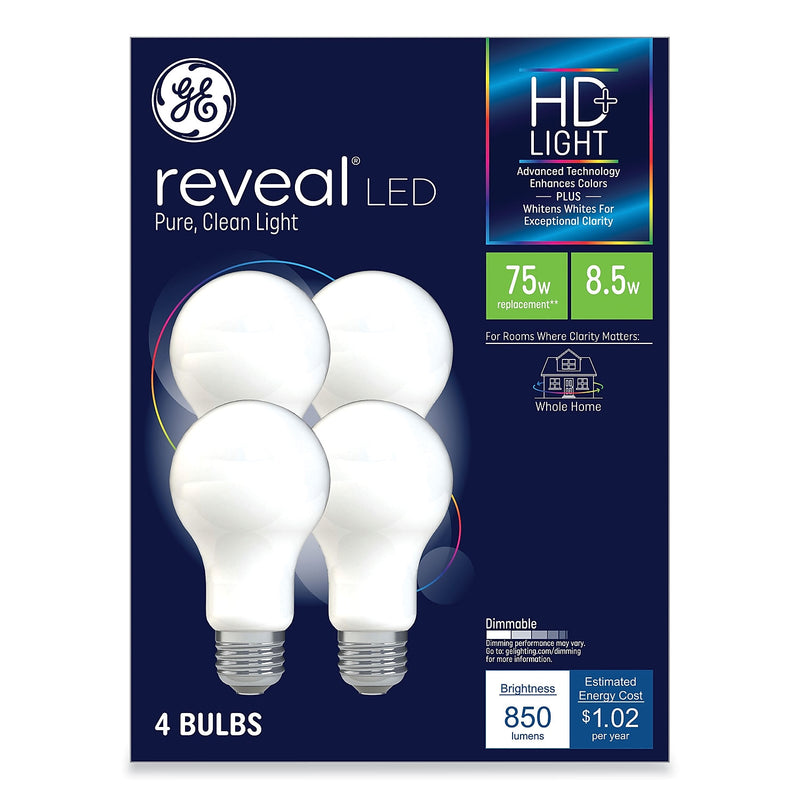 GE Reveal HD+ 8.5 Watts White LED Commercial Bulb, 4/Pack (93127795)