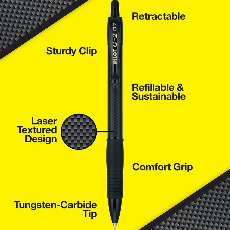 Pilot G2 Edge Premium Retractable Gel Pen, Fine Point, 0.7mm, Black Ink, Dozen (19855)