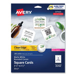 Avery Clean Edge Business Cards, 2.5" x 2.5", Matte, White, 180/Pack (35703)
