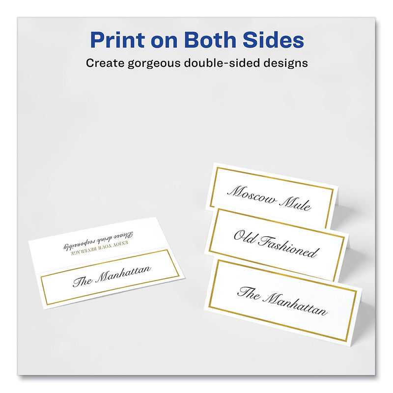 Avery 3.75" x 1.44" White/Gold Matte Table Tent, 150 Cards/Pack (35701)