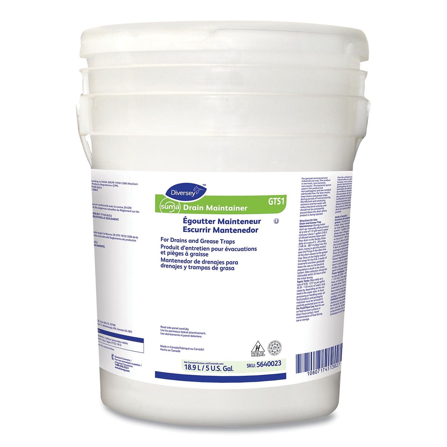 Diversey Suma Drain Maintainer Degreaser, Fresh Scent, 5 gal. (5640023)