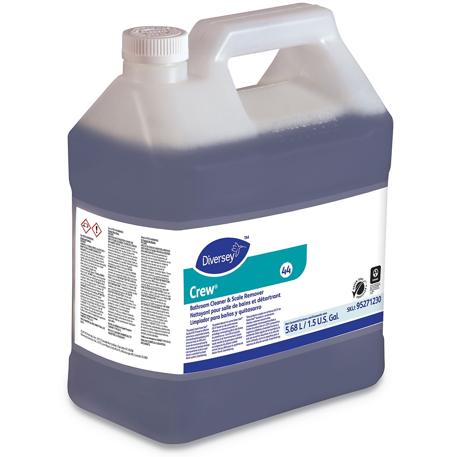 Diversey Crew Bathroom Cleaner and Scale Remover, Surfactant Scent, 1.5 gal., 2/Carton (95271230)