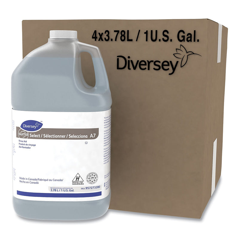 Diversey Suma Select A7 Rinse Aid, 1 gal., 4/Carton (957273280)