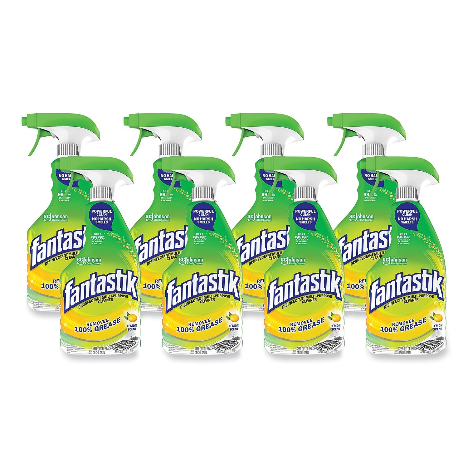 Fantastik Disinfecting Multi-Purpose Cleaner Degreaser, Lemon Scent, 32 oz., 8/Carton (366094)