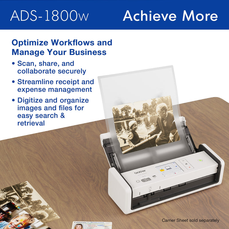 Brother ADS-1800W Wireless Compact Desktop Document Scanner