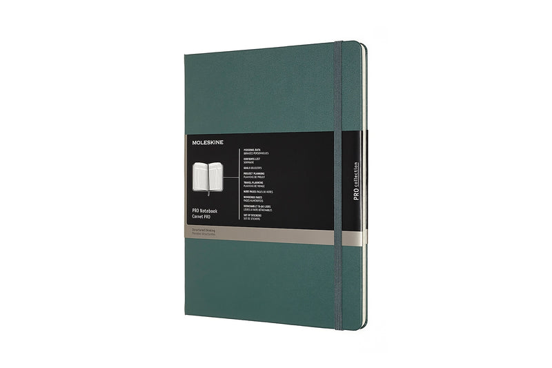 Moleskine Pro XL 1-Subject Professional Notebook, 7.5" x 9.75", Narrow Ruled, 192 Sheets, Green (620817)