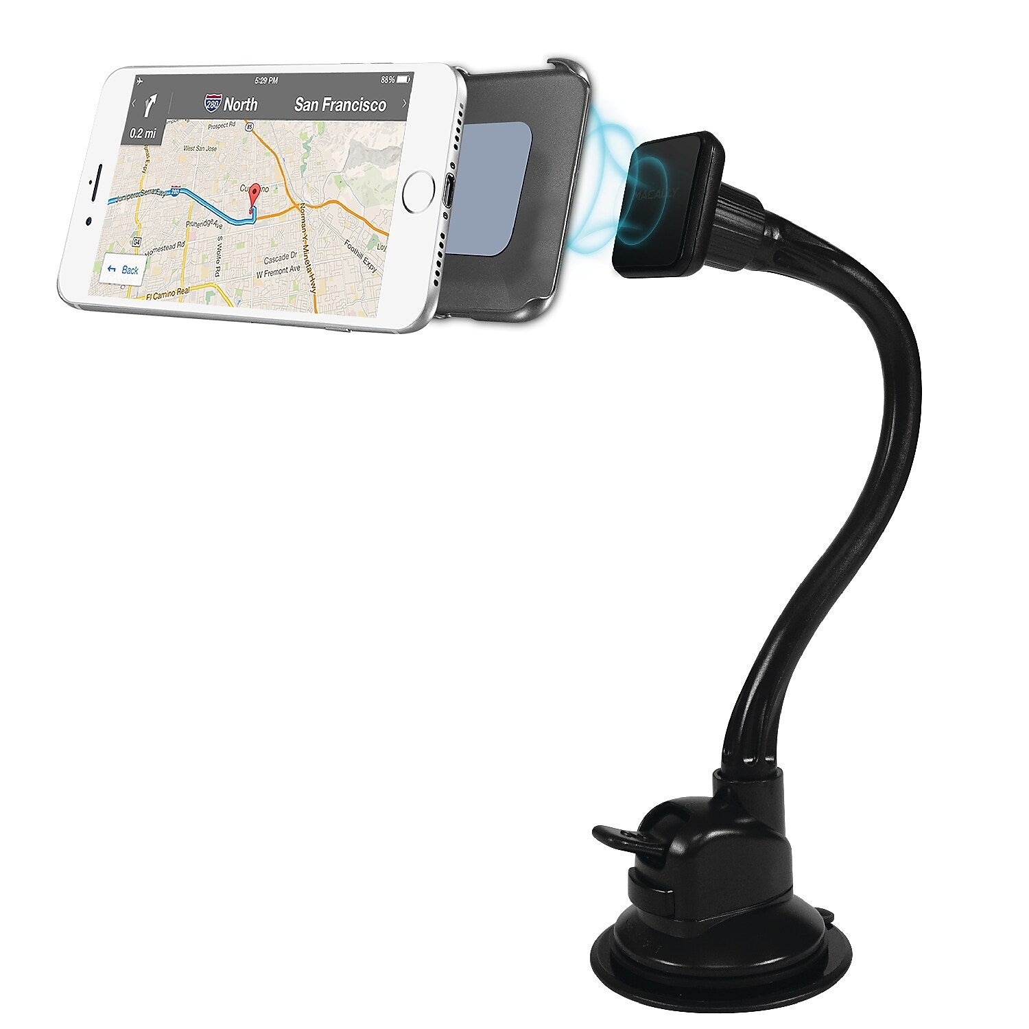 Macally Magnetic Cell Phone Car Dashboard Mount, Black (MGRIPMAGXL)