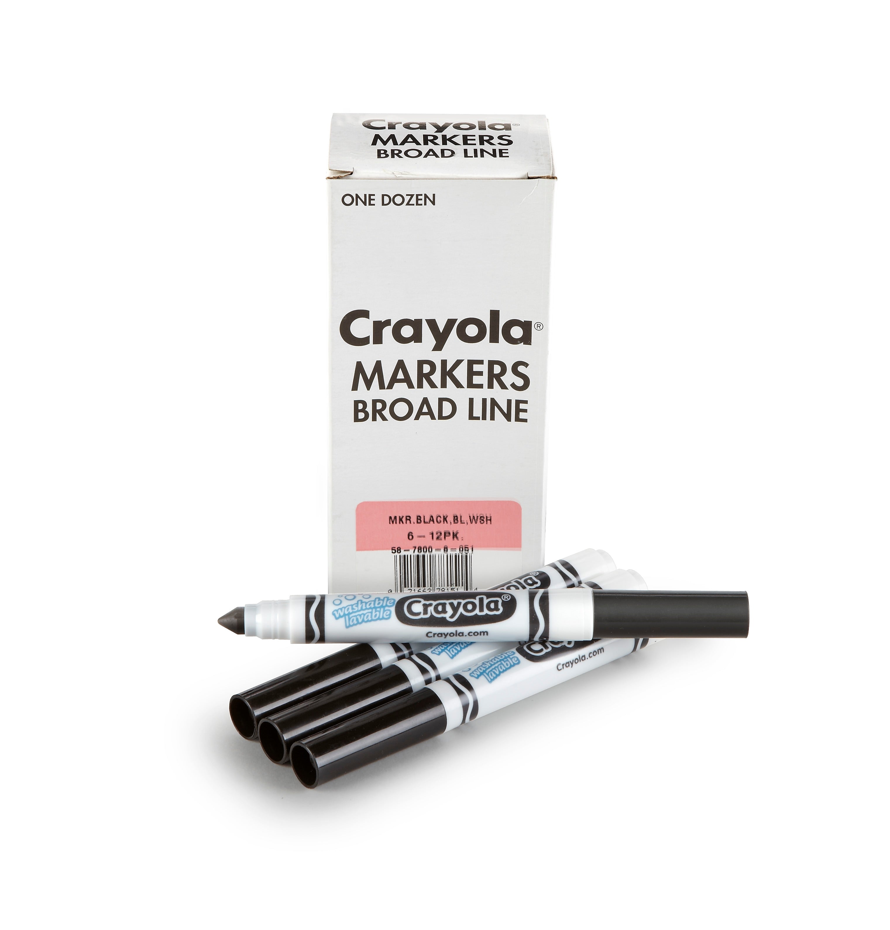 Crayola® Washable Broad Line Bulk Markers, 12 Pack, Black (58-7800-051)