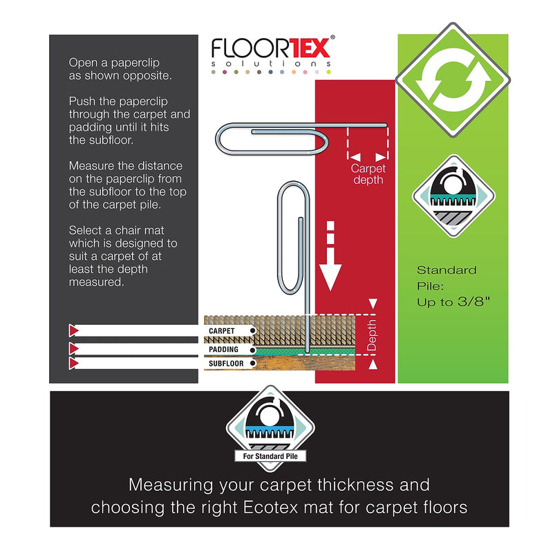 Floortex Evolutionmat Carpet Chair Mat, 30" x 48", Designed for Standard-Pile Carpet, Clear Enhanced Polymer (ECO113048EP)
