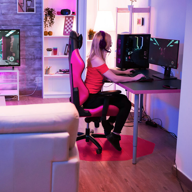 Floortex 9Mat Hard Floor Gaming Chair Mat, 38" x 39", Pink Polycarbonate (FC121001009RC)