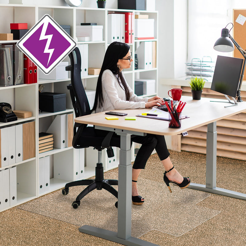 Floortex Computex Advantagemat Carpet Chair Mat with Lip, 36" x 48", Designed for Medium-Pile Carpet, Clear PVC (319226LV)