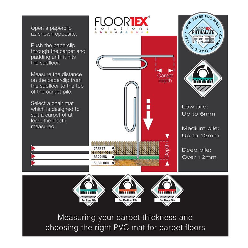 Floortex Computex Advantagemat Carpet Chair Mat with Lip, 36" x 48", Designed for Medium-Pile Carpet, Clear PVC (319226LV)