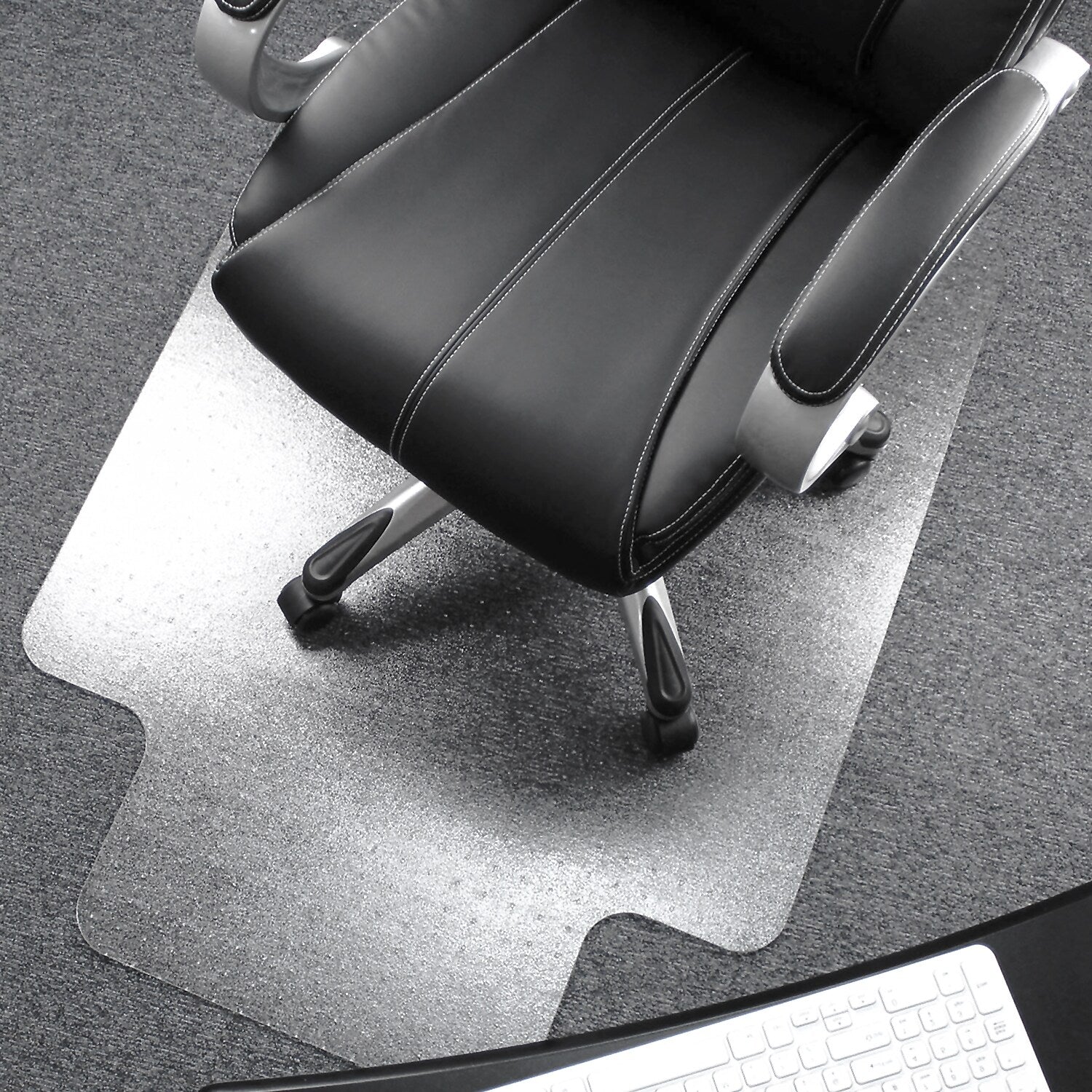 Floortex Ultimat Cleartex Carpet Chair Mat with Lip, 48" x 53", Designed for Medium-Pile Carpet, Clear Polycarbonate (1113423LR)